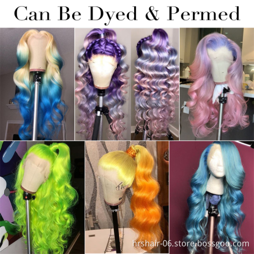250% Density 4# Brown Color Water Wave Virgin Indian Human Hair Lace Front Wig